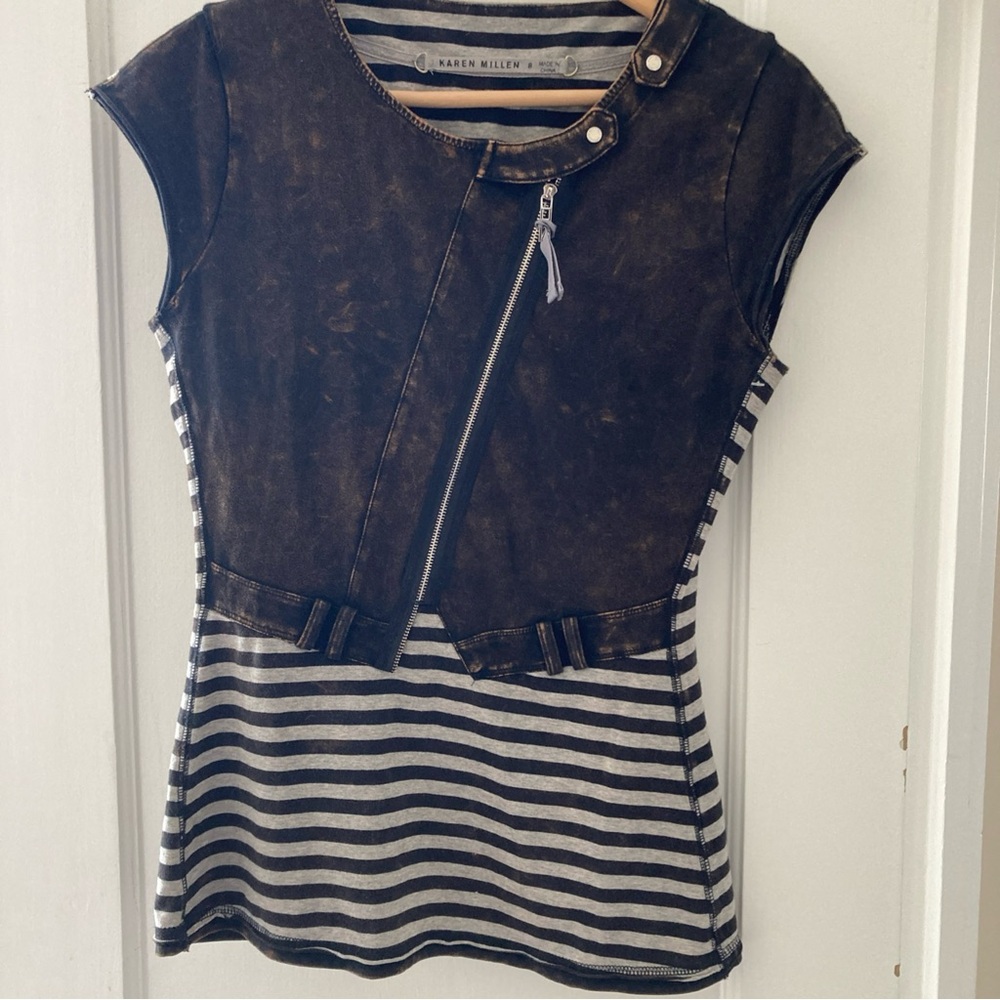 Karen Millen Brown and Black Striped Women's Top